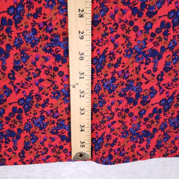 H&M Red Floral Long Sleeve Mini Dress Women's 4 Boho Chic Romantic Cocktail - Picture 9 of 9